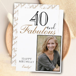 40 en Fabulous Elegant Happy Birthday Foto Kaart