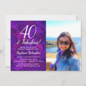 40 en Fabulous Elegant Paars Foto van Birthday Kaart (Voorkant)