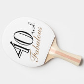 40 en Fabulous Elegant Script 40th Birthday Tafeltennisbatje (Zijkant)
