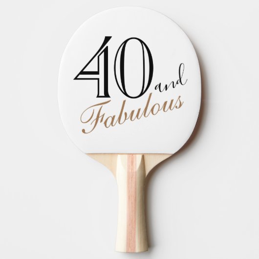 40 en Fabulous Elegant Script 40th Birthday Tafeltennisbatje (Voorkant)