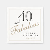 40 en Fabulous Elegant Script 40th Verjaardagsfees Servet (Voorkant)
