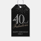 40 en Fabulous Elegant Script Black 40th Birthday Cadeaulabel (Voorkant)
