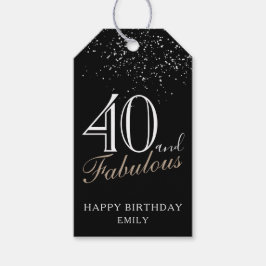 40 en Fabulous Elegant Script Black 40th Birthday Cadeaulabel