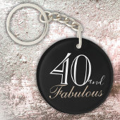 40 en Fabulous Elegant Script Black 40th Birthday Sleutelhanger