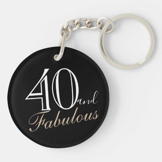 40 en Fabulous Elegant Script Black 40th Birthday Sleutelhanger (Achterkant)