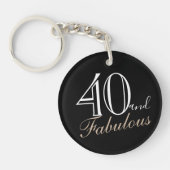 40 en Fabulous Elegant Script Black 40th Birthday Sleutelhanger (Voorkant)