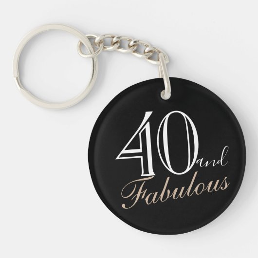 40 en Fabulous Elegant Script Black 40th Birthday Sleutelhanger (Voorkant)