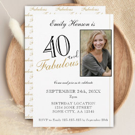 40 en Fabulous Elegant Script Foto Verjaardag Kaart