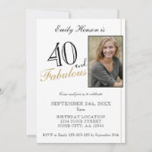 40 en Fabulous Elegant Script Foto Verjaardag Kaart (Voorkant)