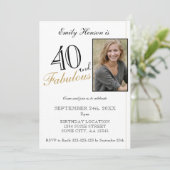 40 en Fabulous Elegant Script Foto Verjaardag Kaart (Staand voorkant)