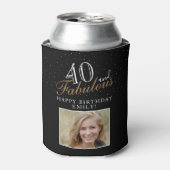 40 en Fabulous Elegant Script Photo 40th Birthday Blikjeskoeler (Blikje Voorkant)