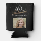 40 en Fabulous Elegant Script Photo 40th Birthday Blikjeskoeler (Voorkant)