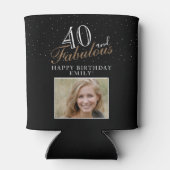 40 en Fabulous Elegant Script Photo 40th Birthday Blikjeskoeler (Achterkant)