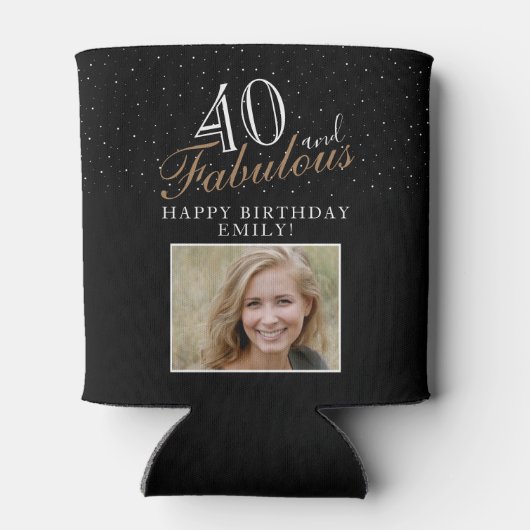 40 en Fabulous Elegant Script Photo 40th Birthday Blikjeskoeler (Achterkant)