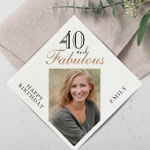 40 en Fabulous Elegant Script Photo 40th Birthday Servet