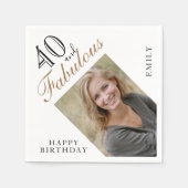 40 en Fabulous Elegant Script Photo 40th Birthday Servet (Voorkant)