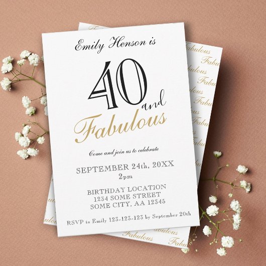 40 en Fabulous Elegant Script Verjaardag Kaart