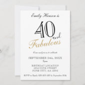 40 en Fabulous Elegant Script Verjaardag Kaart (Voorkant)