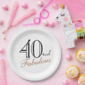 40 en Fabulous Elegant Script Woman 40th Birthday Papieren Bordje (Feest)