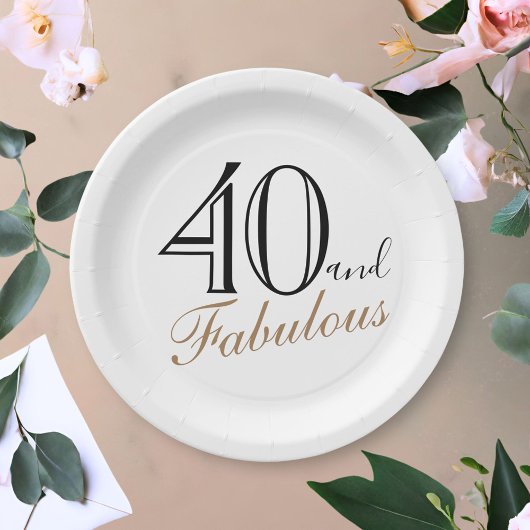 40 en Fabulous Elegant Script Woman 40th Birthday Papieren Bordje