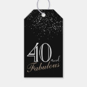 40 en Fabulous Elegant Script Zwart 40e Verjaardag Cadeaulabel (Voorkant)