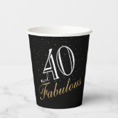 40 en Fabulous Elegant Wit Script Verjaardag Papieren Bekers (Achterkant)