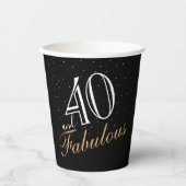40 en Fabulous Elegant Wit Script Verjaardag Papieren Bekers (Voorkant)