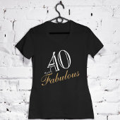 40 en Fabulous Elegant Wit Script Verjaardag T-shirt