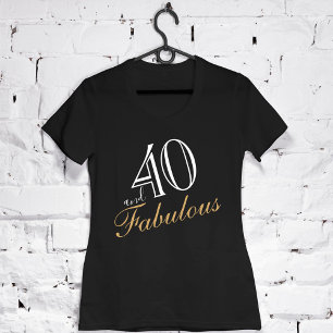 40 en Fabulous Elegant Wit Script Verjaardag T-shirt