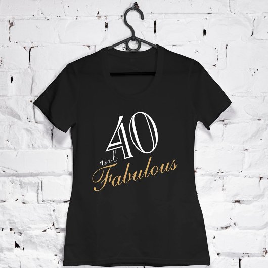 40 en Fabulous Elegant Wit Script Verjaardag T-shirt