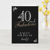 40 en Fabulous Elegant Zwart 40e Verjaardag Kaart (Gele Bloem)