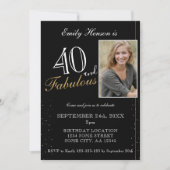 40 en Fabulous Elegant Zwart Foto Verjaardag Kaart (Voorkant)