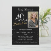 40 en Fabulous Elegant Zwart Foto Verjaardag Kaart (Staand voorkant)