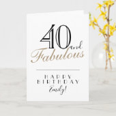40 en Fabulous Elegante Typografie 40e Verjaardag Kaart (Gele Bloem)