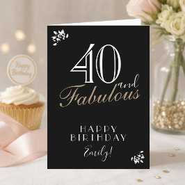 40 en Fabulous Elegante Zwarte 40e Verjaardagskaar Kaart