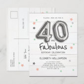 40- en Fabulous Foil-ballonbanden op houtdag Uitnodiging Briefkaart (Voorkant / Achterkant)