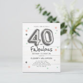 40- en Fabulous Foil-ballonbanden op houtdag Uitnodiging Briefkaart (Staand voorkant)