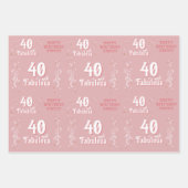 40 en Fabulous Foliage Pink 40th Verjaardag Inpakpapier Vel (Voorkant 3)