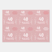 40 en Fabulous Foliage Pink 40th Verjaardag Inpakpapier Vel (Voorkant 2)