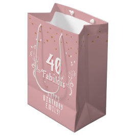40 en Fabulous Foliage Pink 40th Verjaardag Medium Cadeauzakje