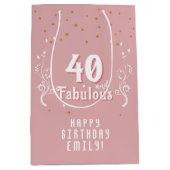 40 en Fabulous Foliage Pink 40th Verjaardag Medium Cadeauzakje (Voorkant)