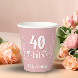 40 en Fabulous Foliage Pink 40th Verjaardag Papieren Bekers