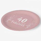 40 en Fabulous Foliage Pink 40th Verjaardag Papieren Bordje (Gekanteld)
