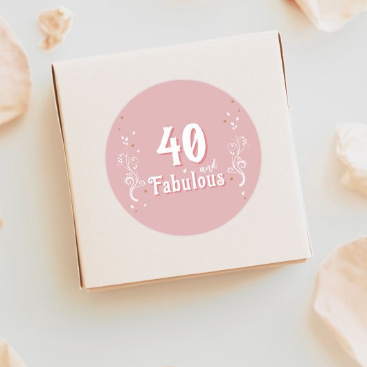 40 en Fabulous Foliage Pink 40th Verjaardag Ronde Sticker