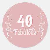40 en Fabulous Foliage Pink 40th Verjaardag Ronde Sticker (Voorkant)