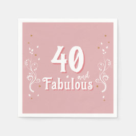 40 en Fabulous Foliage Pink 40th Verjaardag Servet