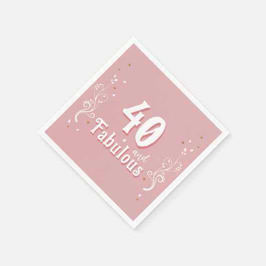 40 en Fabulous Foliage Pink 40th Verjaardag Servet (Hoek)