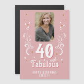 40 en Fabulous Foliage Pink Foto 40e verjaardag (Voorkant / Achterkant)