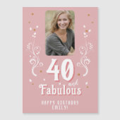 40 en Fabulous Foliage Pink Foto 40e verjaardag (Voorkant)