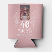 40 en Fabulous Foliage Pink Foto 40e verjaardag Blikjeskoeler (Voorkant)